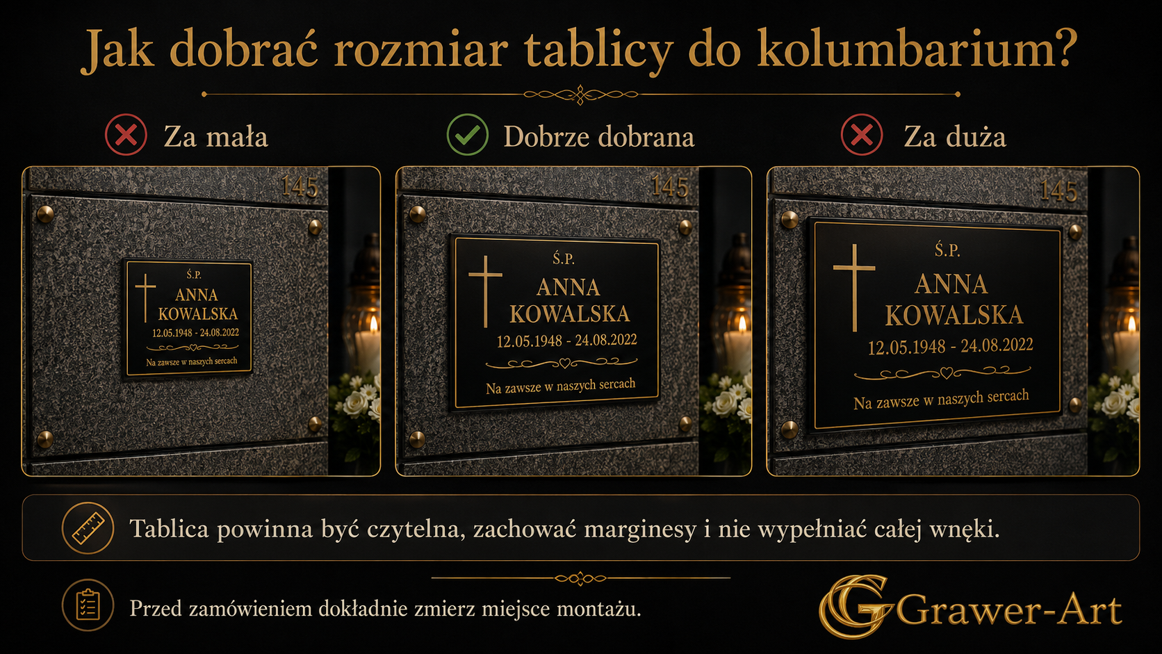 jak dobrać rozmiar do kolumbarium